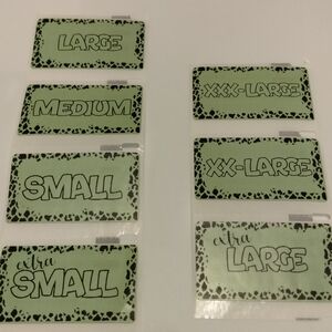 💙105 Size Labels- 15 Sets of Sizes Cheetah Border Labels Stickers 2.25"x1.25"💙
